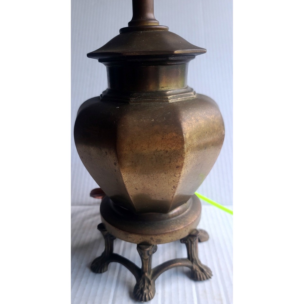Vintage Brass Ornate Claw Foot Base Octagonal Urn Ginger Jar Table Lamp MCM